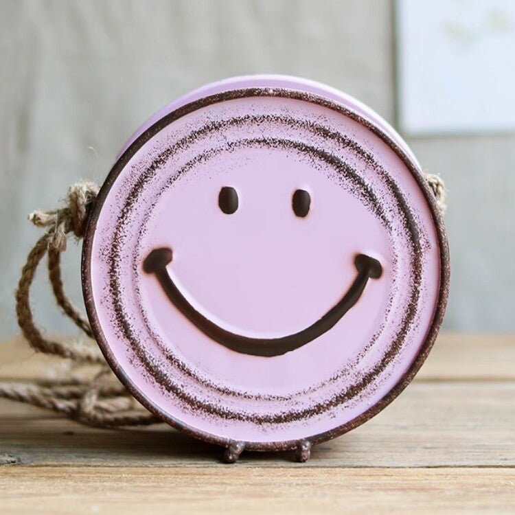 Happy Face Metal Hanging Planter