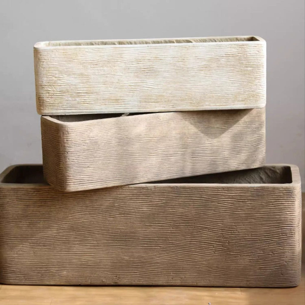 Modern Rectangular Textured Magnesium Oxide Planter