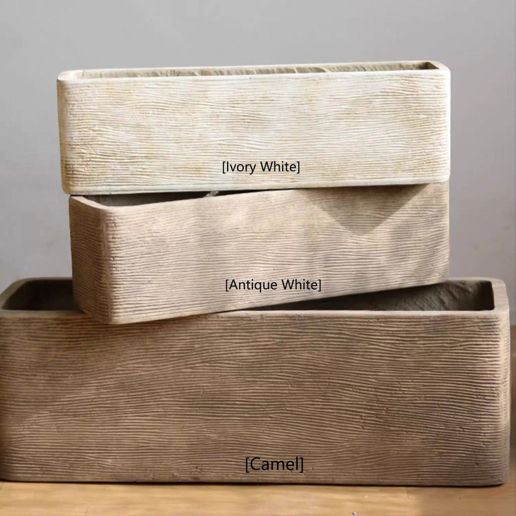 Modern Rectangular Textured Magnesium Oxide Planter
