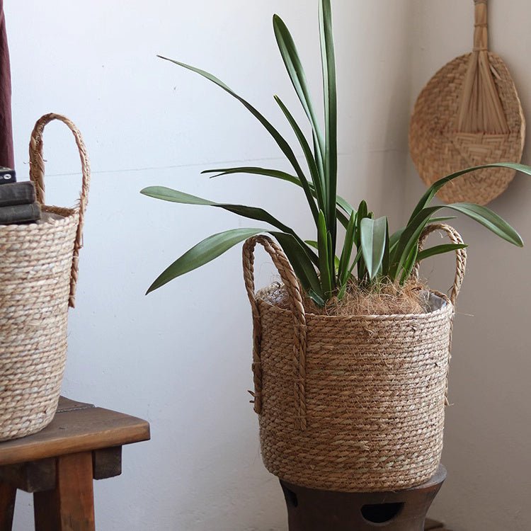 Handwoven Seagrass Planter Basket