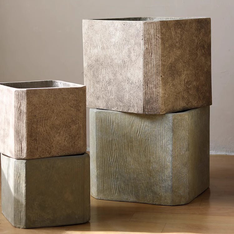 StoneGrain Square Magnesium Clay Planter