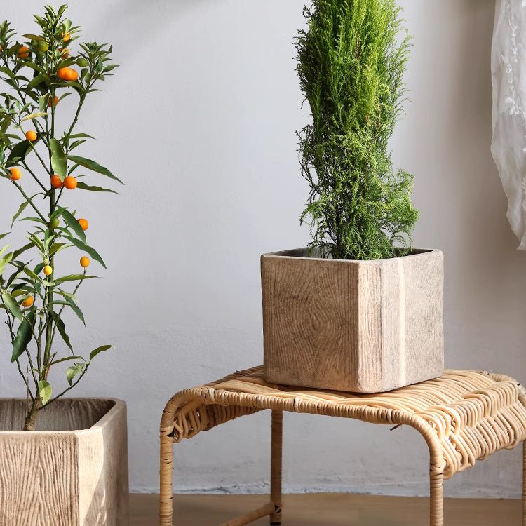 StoneGrain Square Magnesium Clay Planter