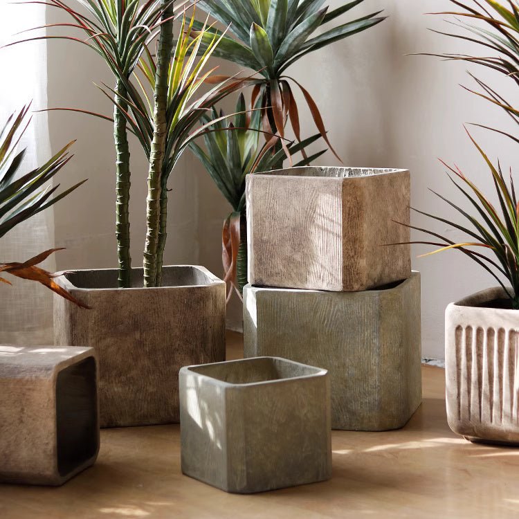 StoneGrain Square Magnesium Clay Planter