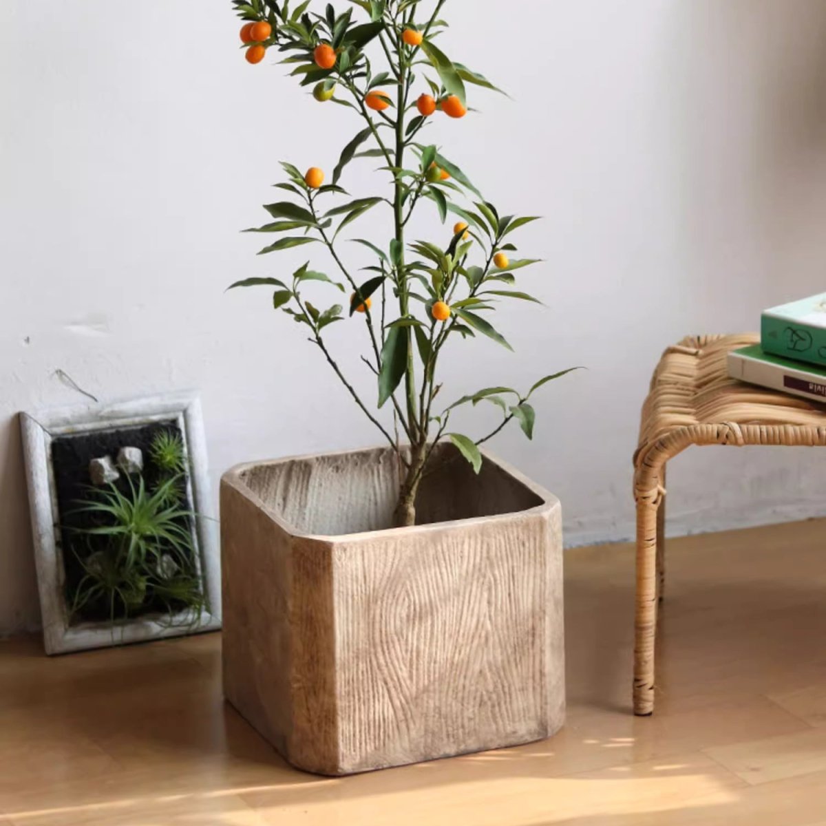 StoneGrain Square Magnesium Clay Planter