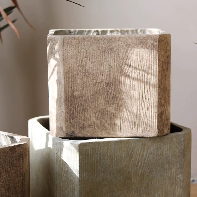 StoneGrain Square Magnesium Clay Planter