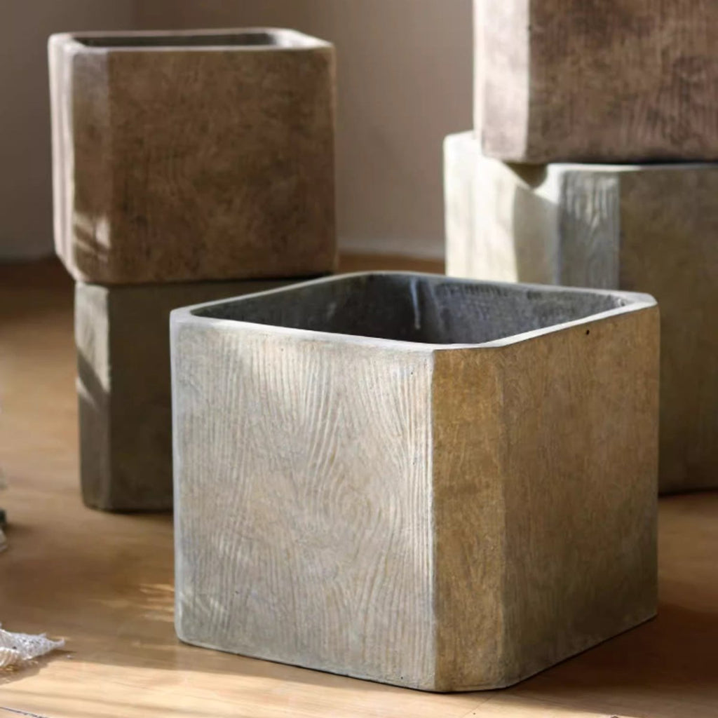 StoneGrain Square Magnesium Clay Planter