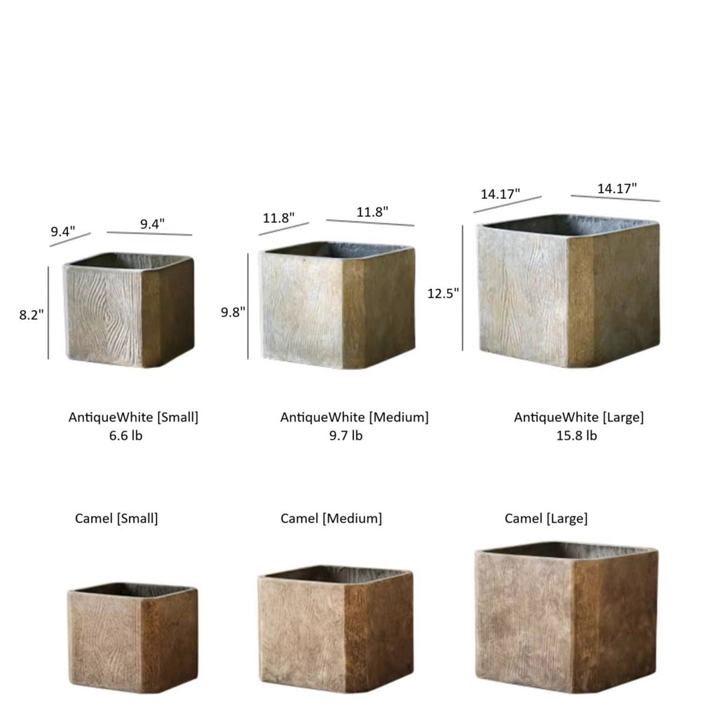 StoneGrain Square Magnesium Clay Planter