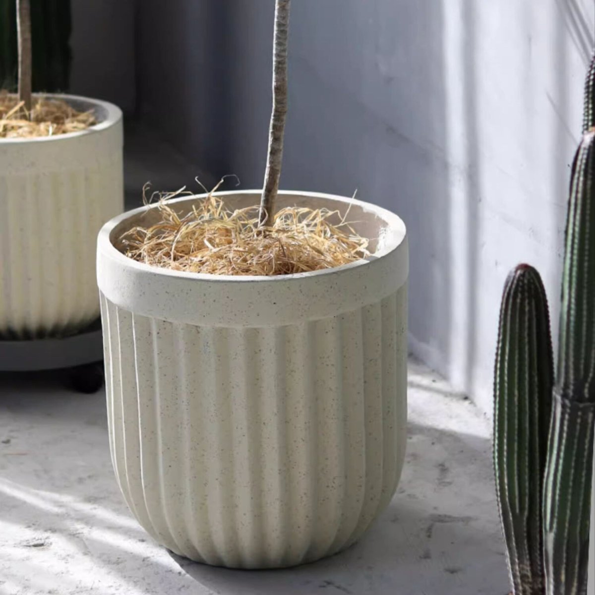 Nordic Vertical Stripe Magnesium Oxide Flower Pot