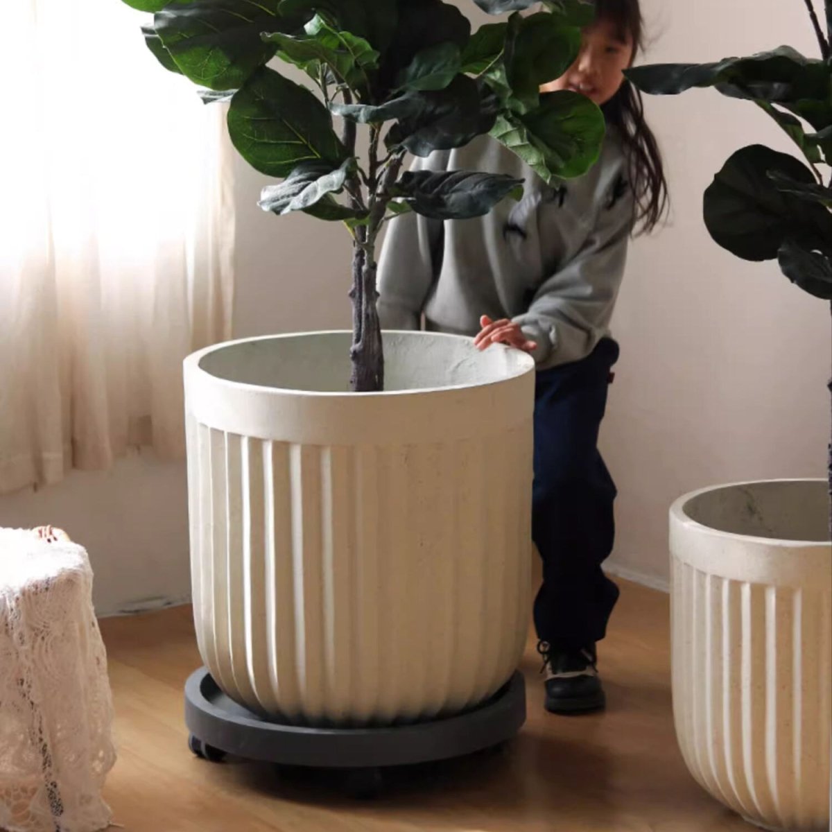Nordic Vertical Stripe Magnesium Oxide Flower Pot
