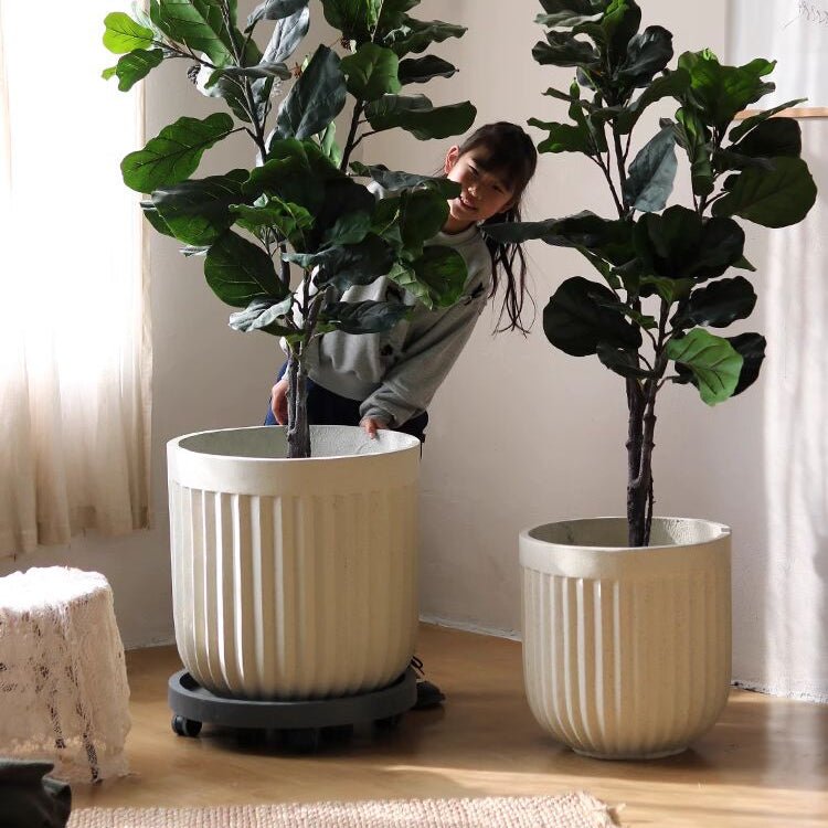 Nordic Vertical Stripe Magnesium Oxide Flower Pot