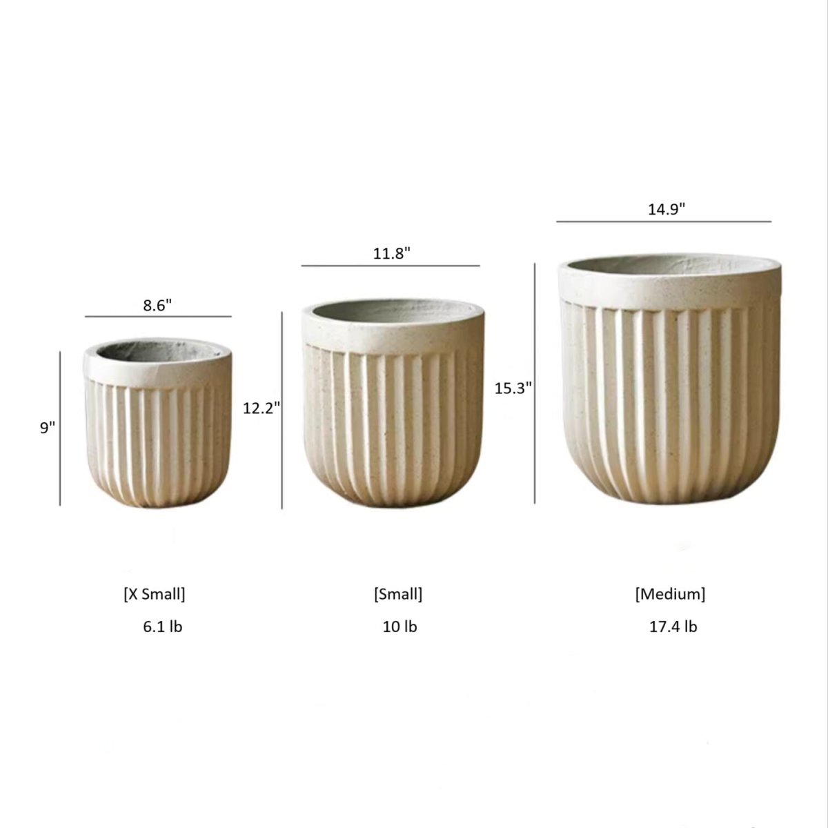 Nordic Vertical Stripe Magnesium Oxide Flower Pot