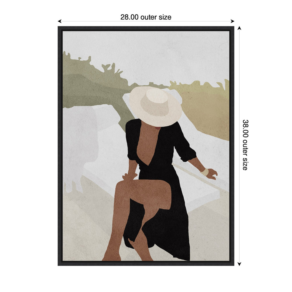 Sylvie Elegant Woman in Hat Framed Canvas by July Art Prints