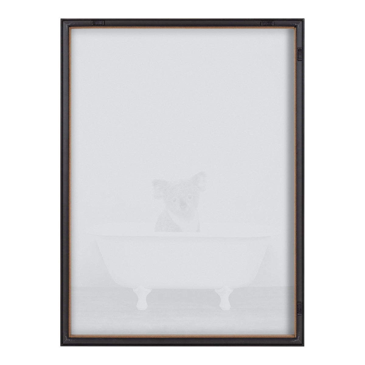 Blake Koala in Bathtub Black and White Framed Printed Glass by Amy Peterson