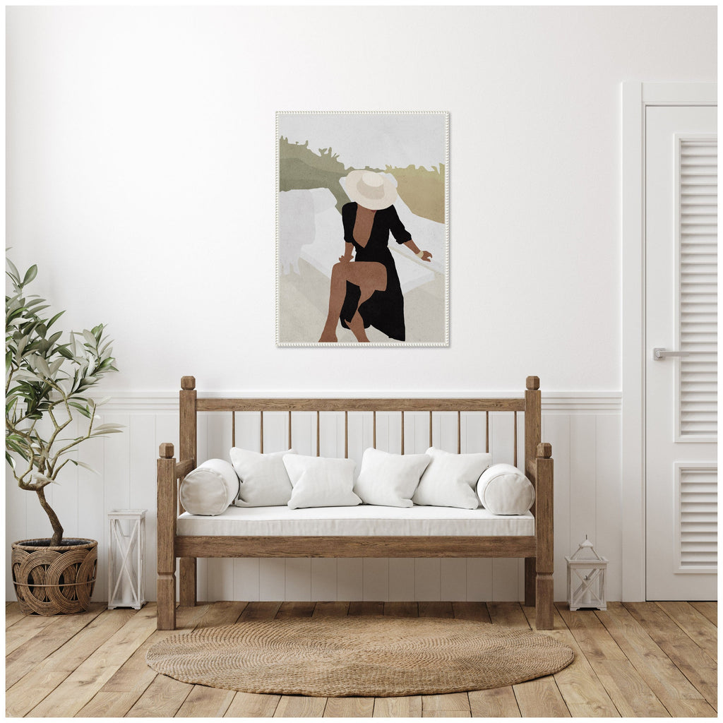 Sylvie Elegant Woman in Hat Framed Canvas by July Art Prints