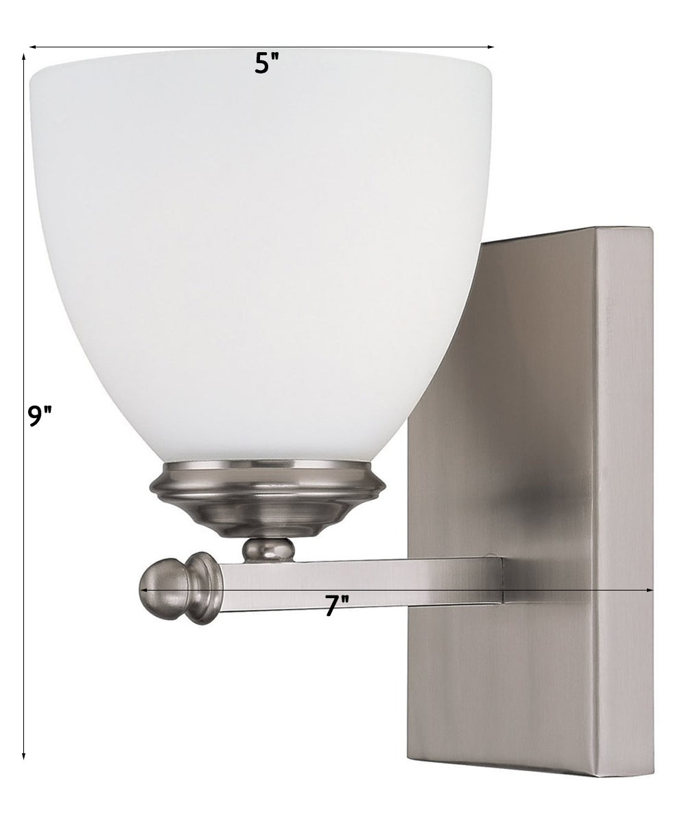 Capital Lighting Chapman 1-Light Wall Sconce, Matte Nickel, 5"W