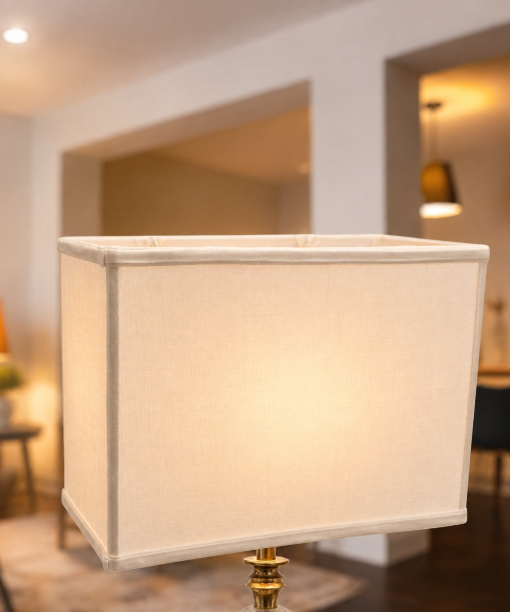 Home Concept Rectangular Drum Lamp Shade White - 7"W x 9" Slant Height, Spider Fitter