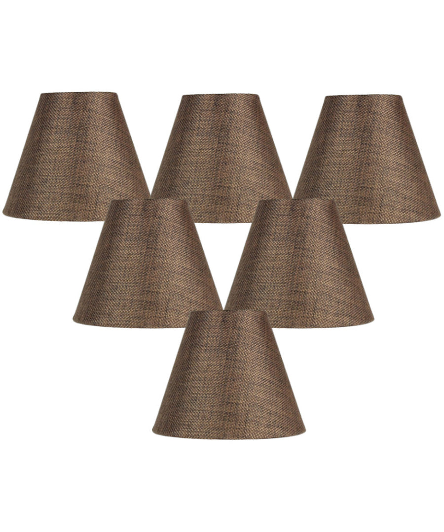 Home Concept Set of 6 Chocolate Burlap Chandelier Lamp Shade - 6"W x 5" Slant Height