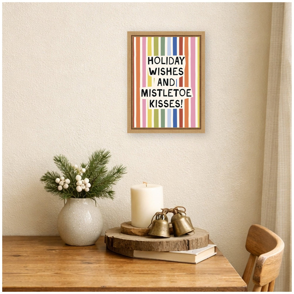 Holiday Wishes by Kikiandnim Framed Canvas Wall Art Print