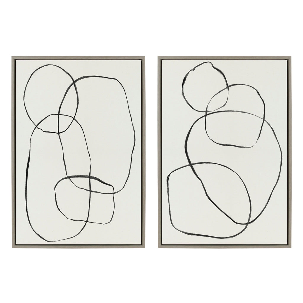 Sylvie Going in Circles Framed Textured Canvas Set of 2 by Teju Reval of SnazzyHues