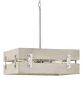 Progress Lighting Hemsworth 4-Light 18"w Coastal Farmhouse Pendant Light Fixture Galvanized Bleached Oak Finish