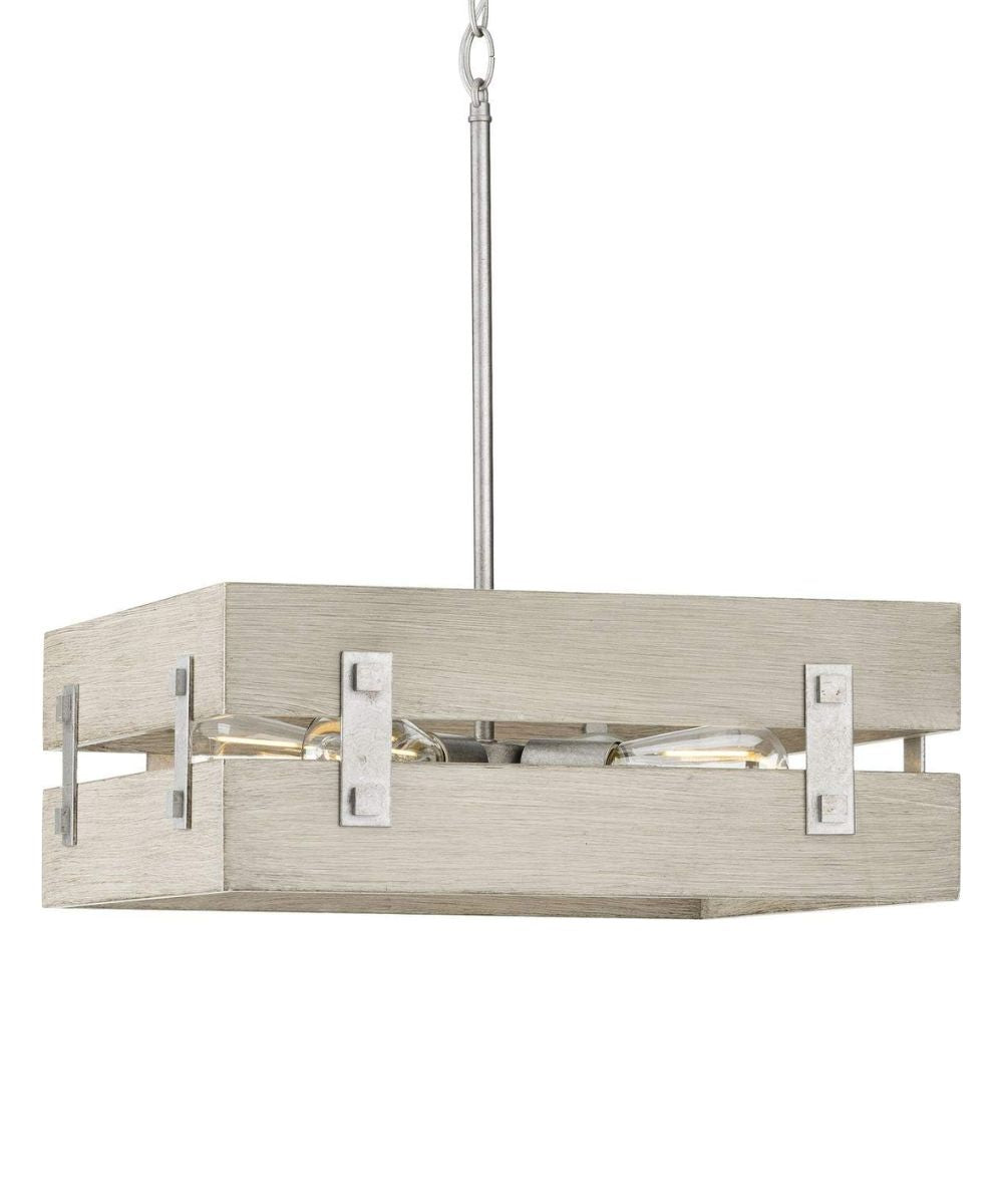 Progress Lighting Hemsworth 4-Light 18"w Coastal Farmhouse Pendant Light Fixture Galvanized Bleached Oak Finish