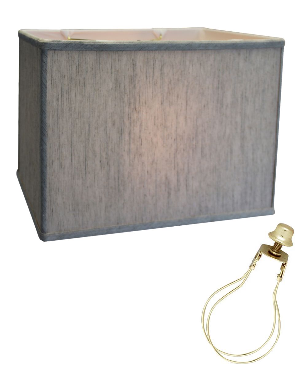 Home Concept Softback Rectangular Drum Lamp Shade, Textured Oatmeal, Clip-On Fitter - (8x14)" Top x (8x14)" Bottom x 10" Slant Height