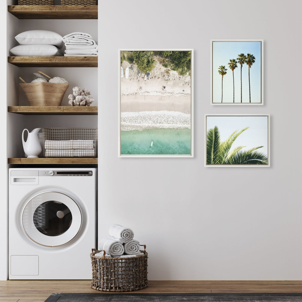 Sylvie Tropical Beach Framed Canvas Set of 3