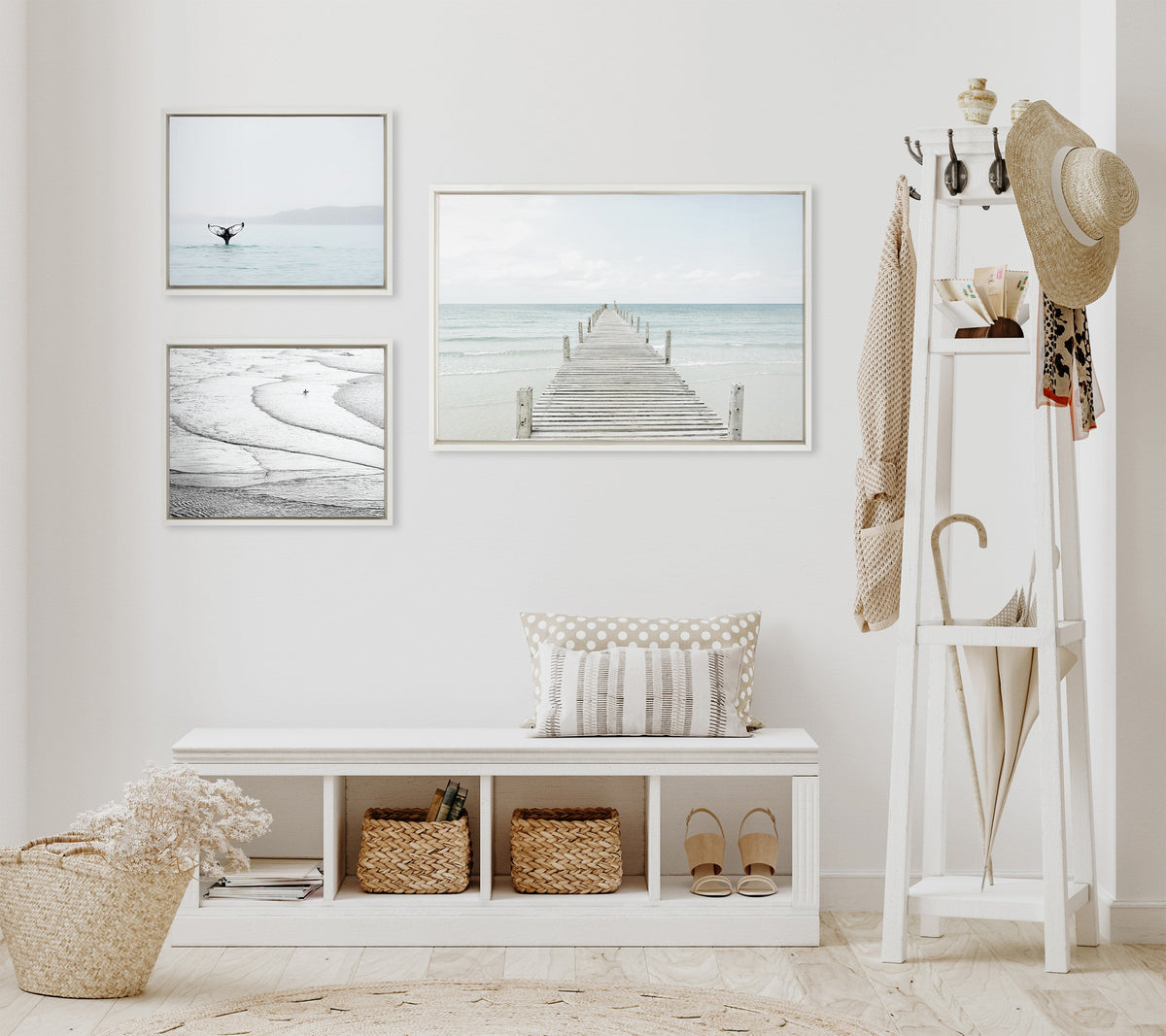 Sylvie Ocean Beach Framed Canvas Set of 3