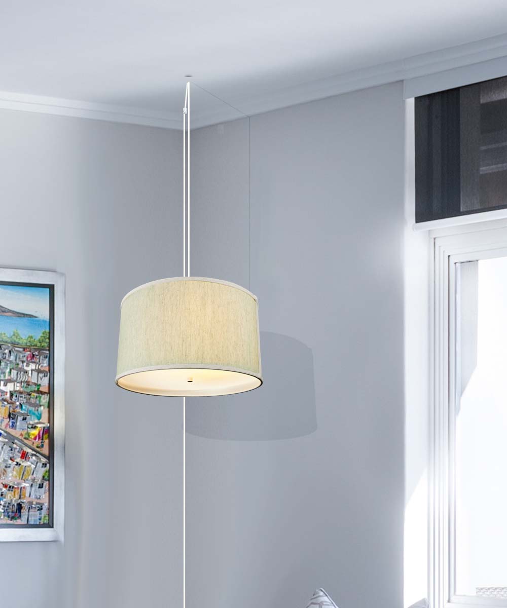 Home Concept 2-Light Plug-In Swag Pendant Light Textured Oatmeal with Diffuser White Cord - 18"W