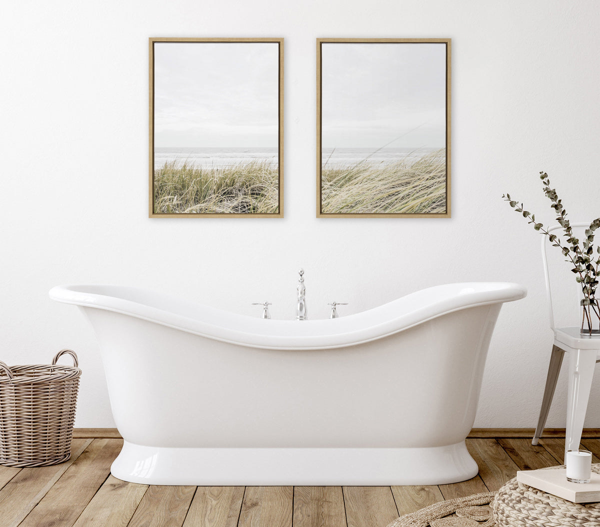 Sylvie East Beach Left and Right Framed Canvas Set of 2 by Amy Peterson Art Studio