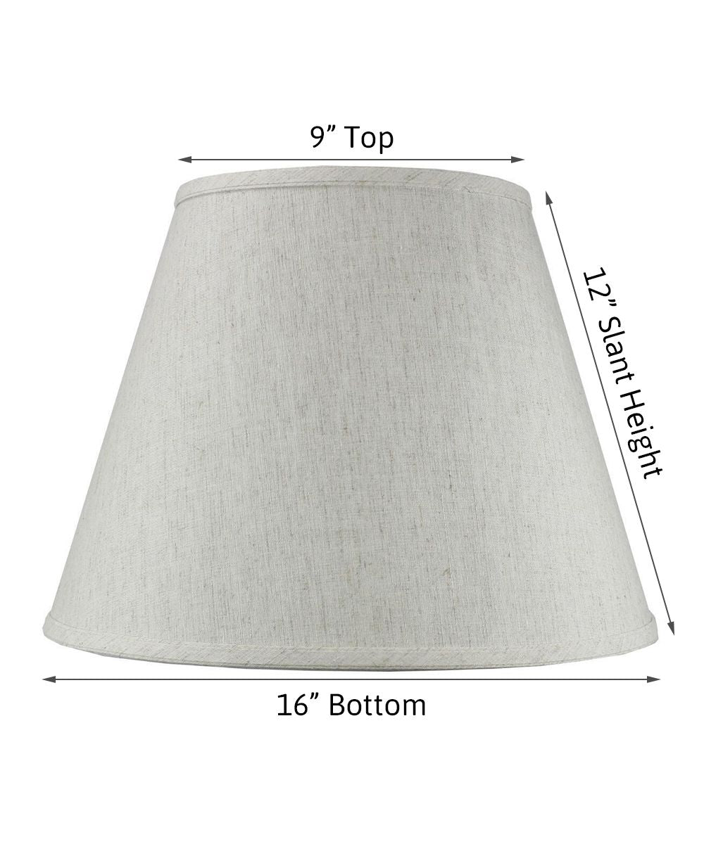 Home Concept Clip-On Fitter Textured Oatmeal Empire Hardback Lamp Shade - 9" Top x 16" Bottom x 12" Slant Height