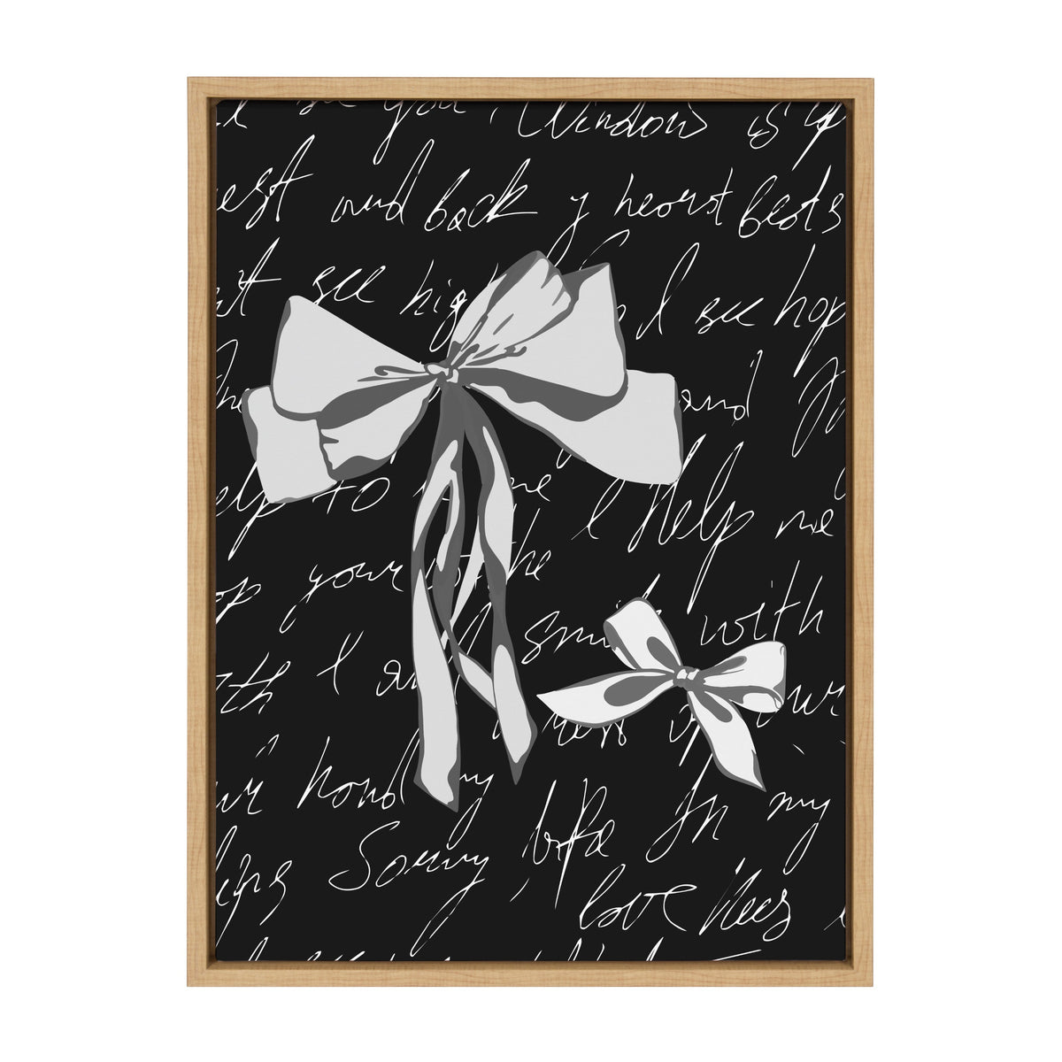 Sylvie Black White Bow Framed Canvas by Honey Island Studio