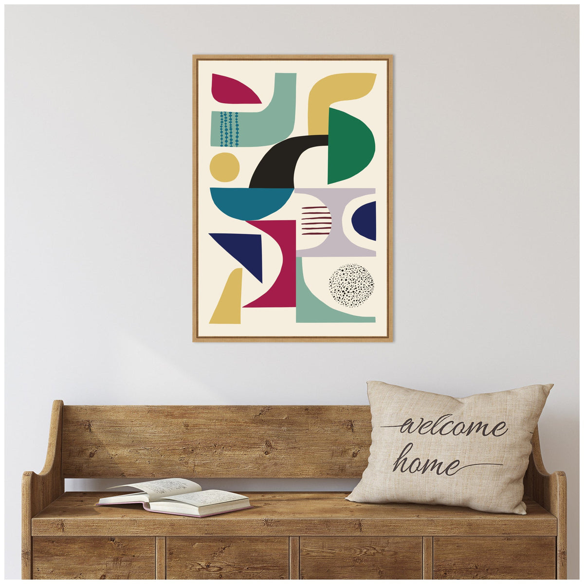 Sylvie MCM Retro Abstract Patttern Framed Canvas by Rachel Lee