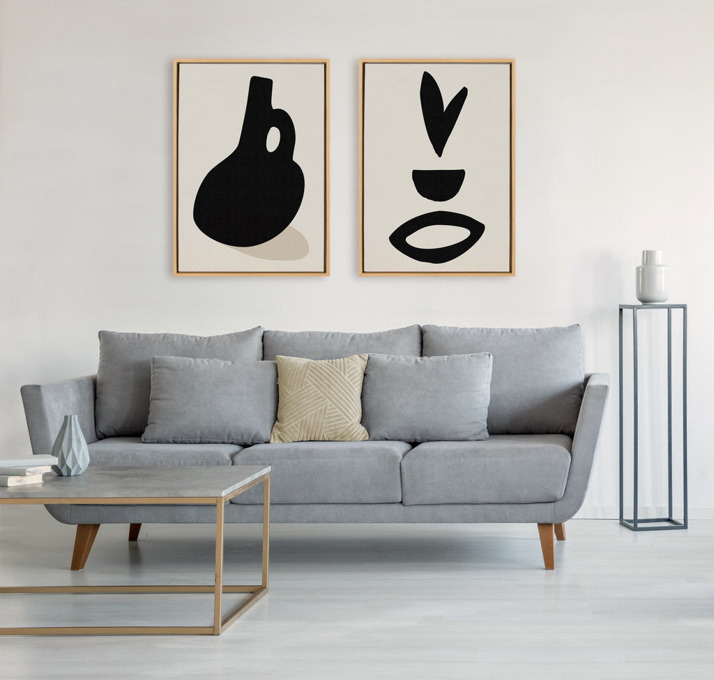 Sylvie Black Vase and Fly Away Framed Canvas Set of 2 by Rocket Jack