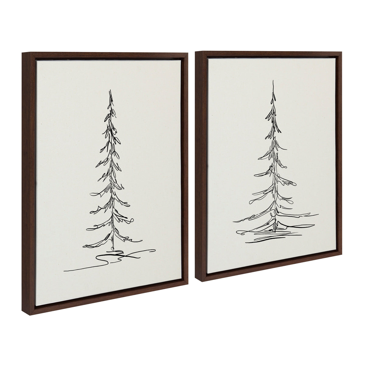 Sylvie Minimalist Evergreen Trees Sketch Framed Canvas Art Set by The Creative Bunch Studio