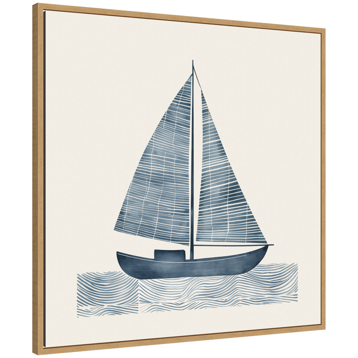 Nautical Blue Sailboat SQ Expansion by The Creative Bunch Studio Framed Canvas Wall Art Print