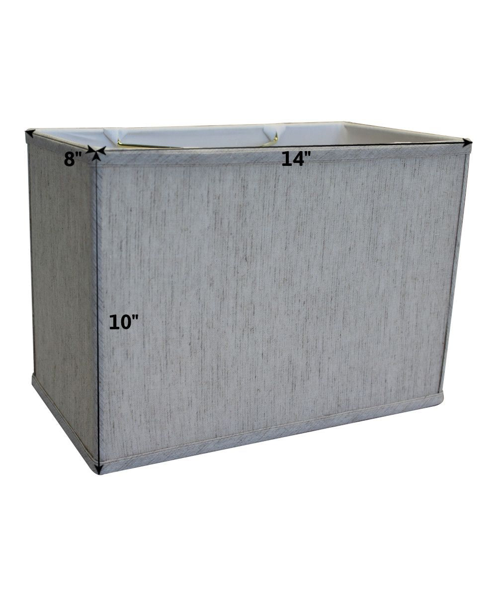 Home Concept Softback Rectangular Drum Lamp Shade, Textured Oatmeal, Clip-On Fitter - (8x14)" Top x (8x14)" Bottom x 10" Slant Height