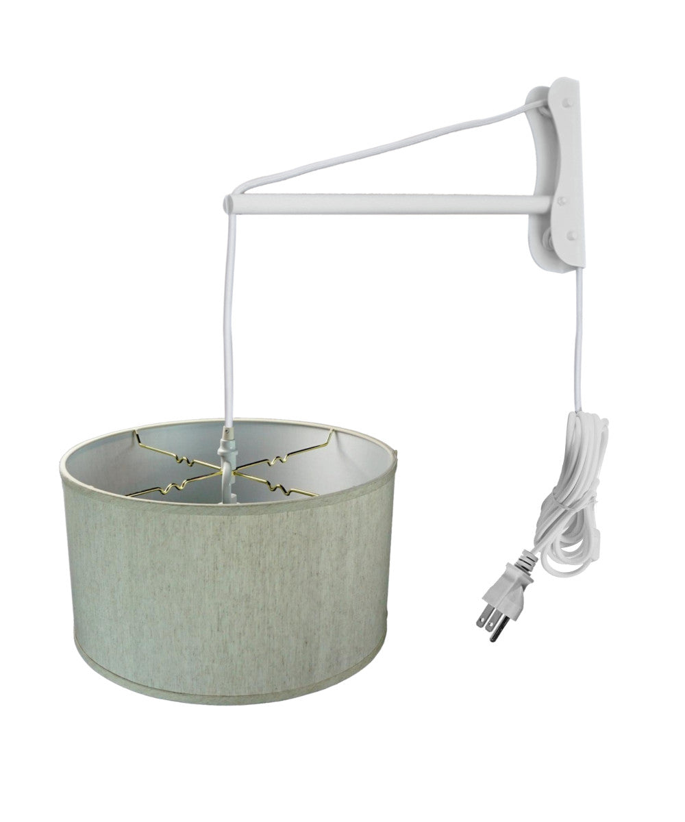 Home Concept MAST Plug-In Wall-Mount Pendant Light 1-Light White Cord/Arm Textured Oatmeal Shade - 18"W