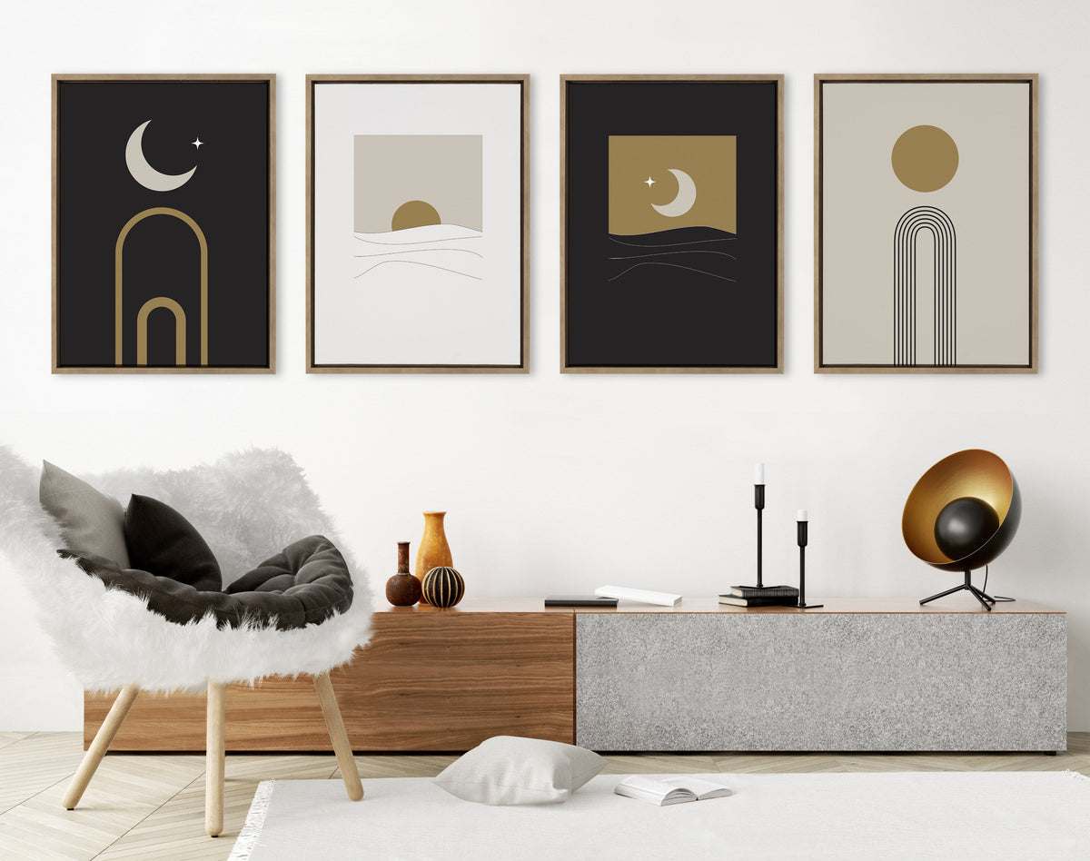 Sylvie Modern Sunrise and Sunset Over the Ocean Framed Canvas Art Set of 2 by The Creative Bunch Studio