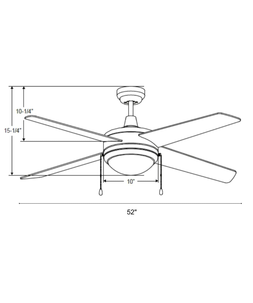 Royal Pacific Europa IV 52" 4-Blade Ceiling Fan with Integrated LED Light, Black