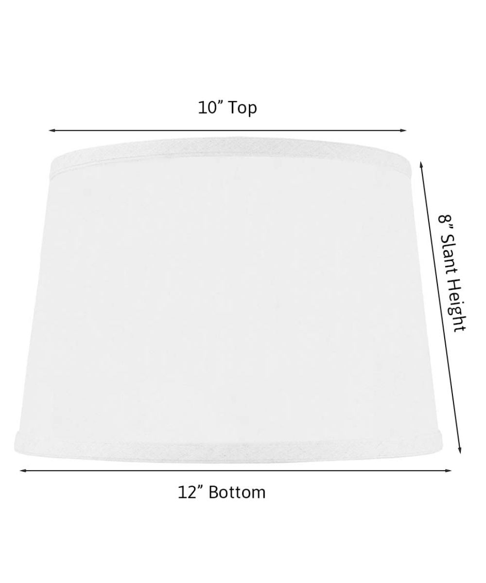 Home Concept Clip-On Fitter Hardback Shallow Drum Lamp Shade White Linen - 10" Top x 12" Bottom x 8" Slant Height