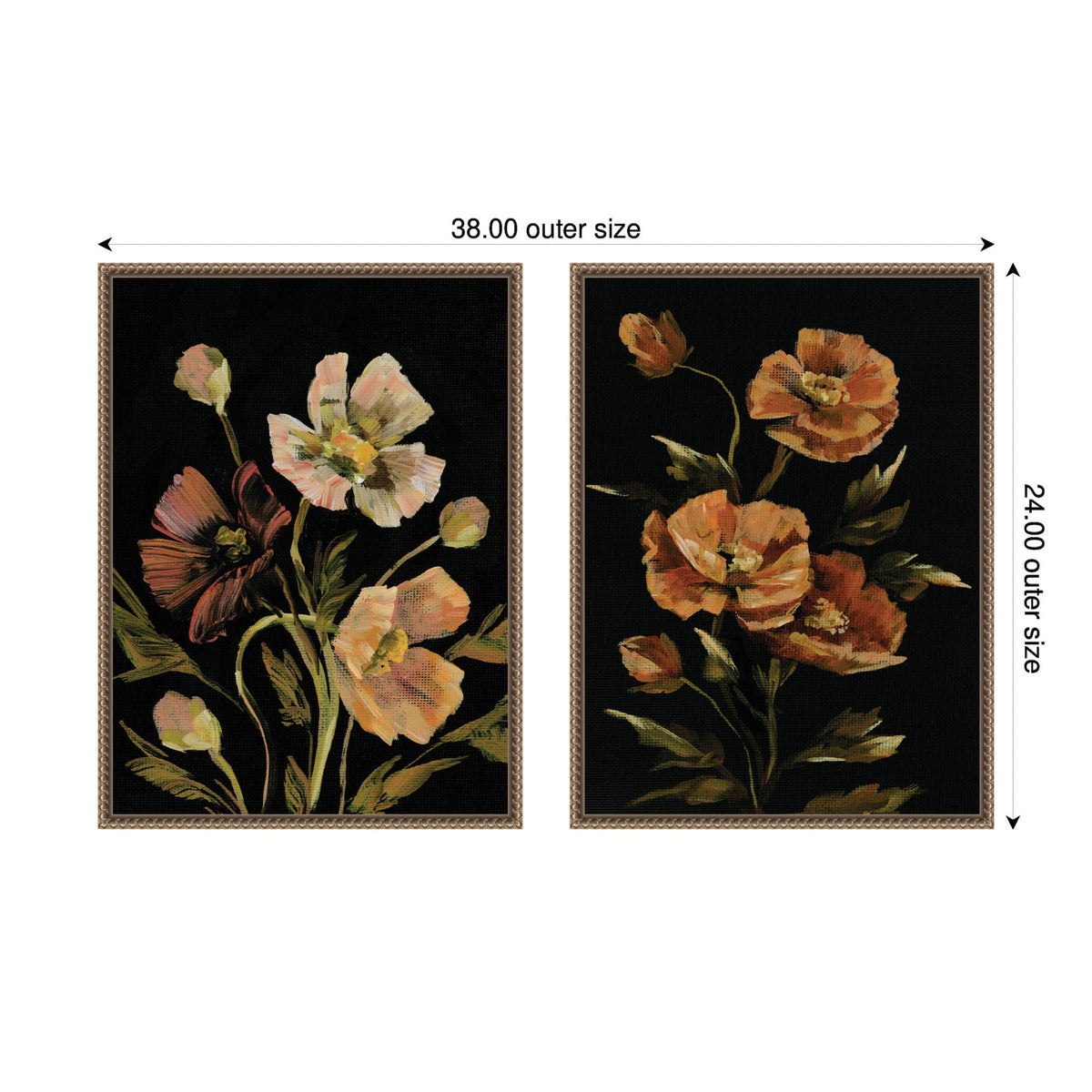 Sylvie Beaded Moody Floral 5 and 6 Framed Canvas Art Set of 2 by Annie Quigley