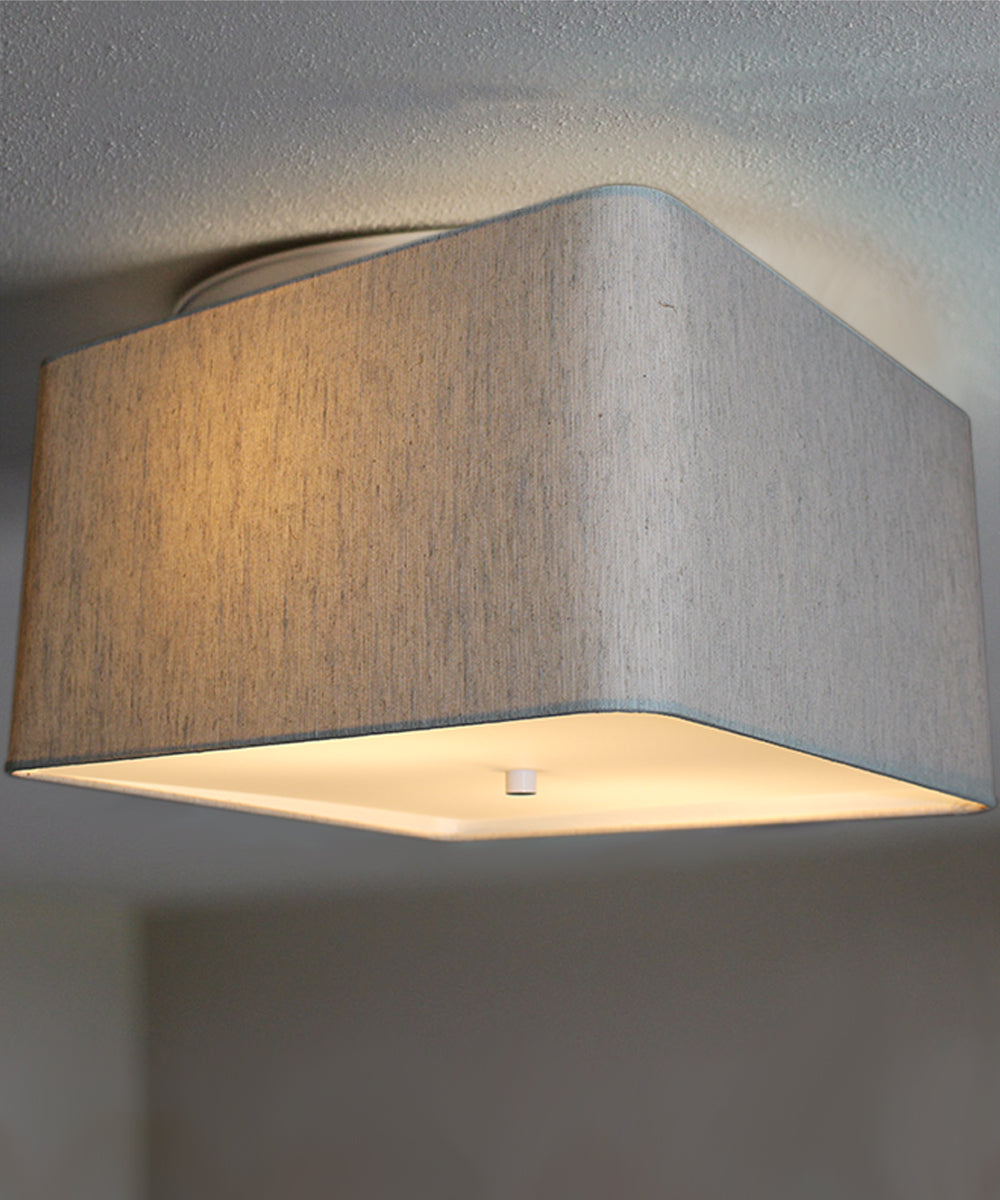 Home Concept Moderne Flush Mount Conversion Kit 14"w Rounded Corner Square Oatmeal Drum Shade