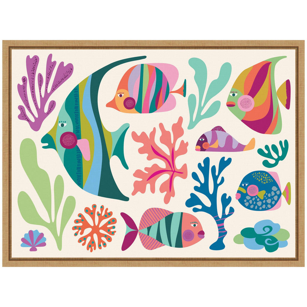 Sylvie Fun Colorful Tropical Fish Framed Canvas by Rachel Lee