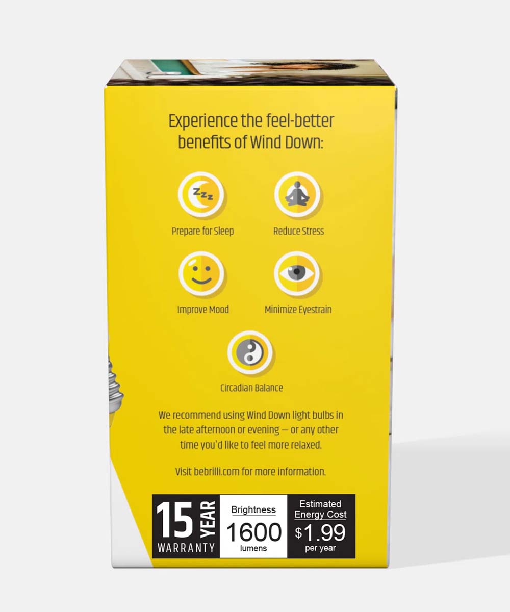 Brilli Wind Down A21 Dimmable LED Light Bulbs, 100W Equivalent, 2700K, 6-Pack