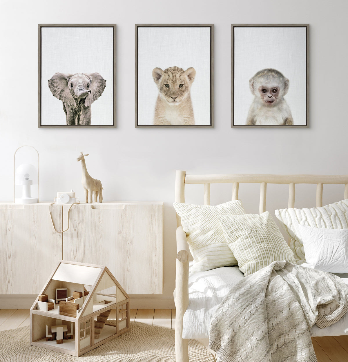 Sylvie Monkey Color Framed Canvas by Simon Te of Tai Prints