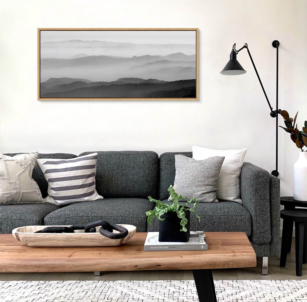 Sylvie Misty Mountains BW Framed Canvas by Crystal Lynn Collins