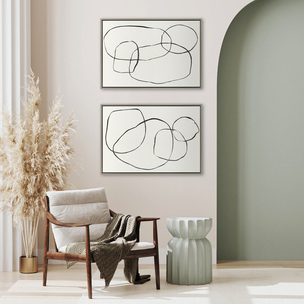 Sylvie Going in Circles Framed Textured Canvas Set of 2 by Teju Reval of SnazzyHues