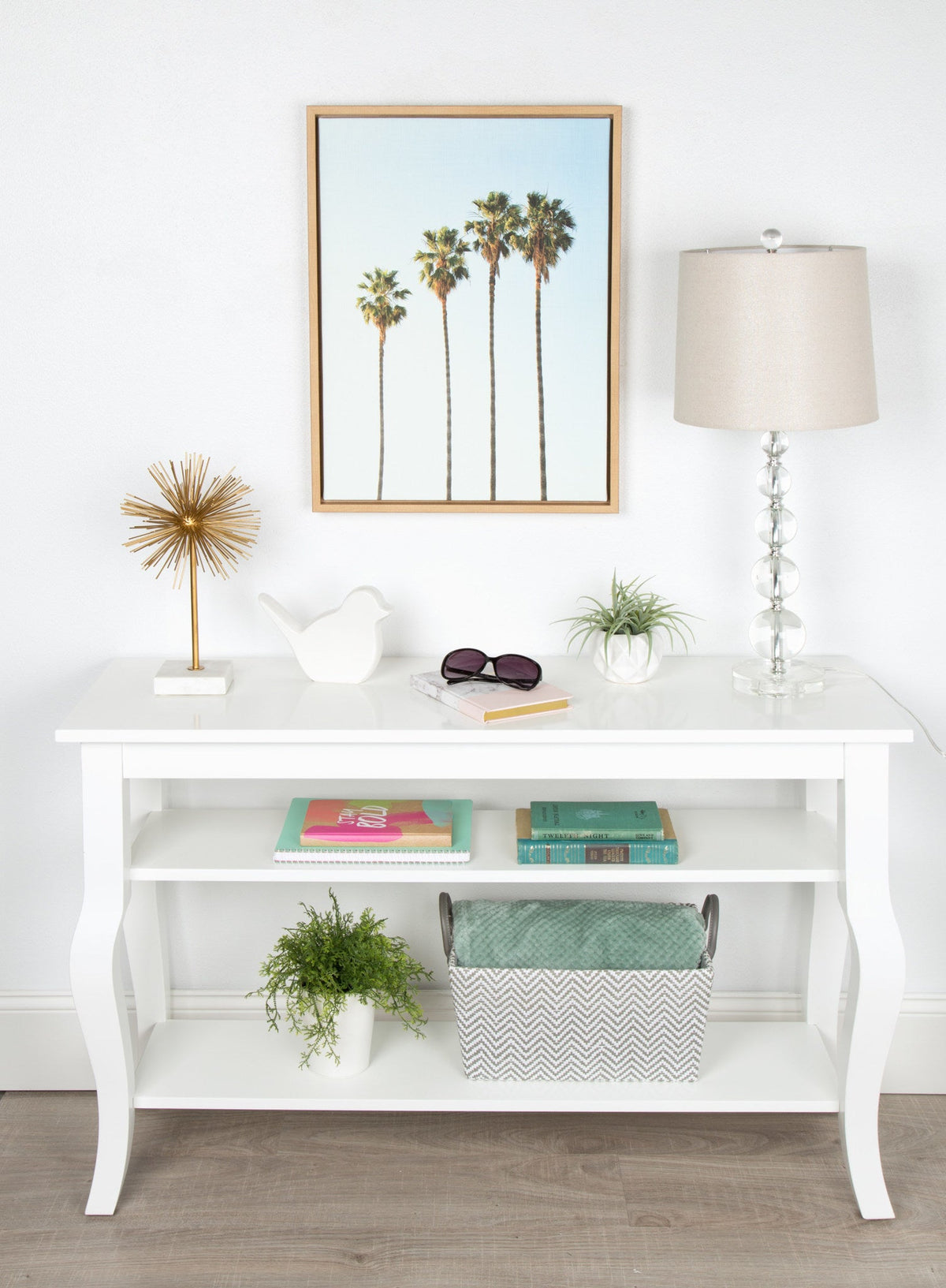 Sylvie Four Palm Trees Framed Canvas by Simon Te