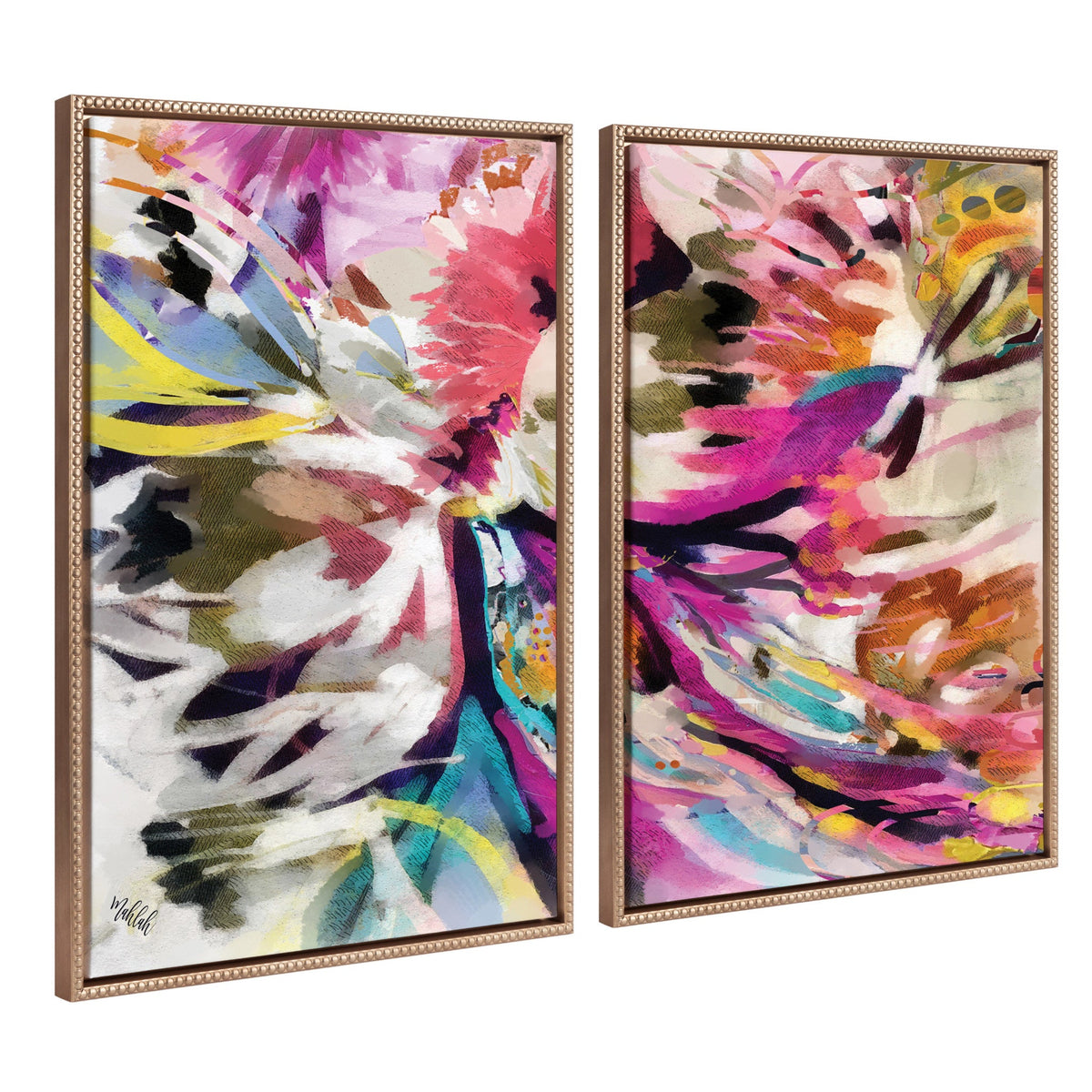 Sylvie Beaded Amaze Left and Right Framed Canvas Art Set of 2 by Inkheart Designs